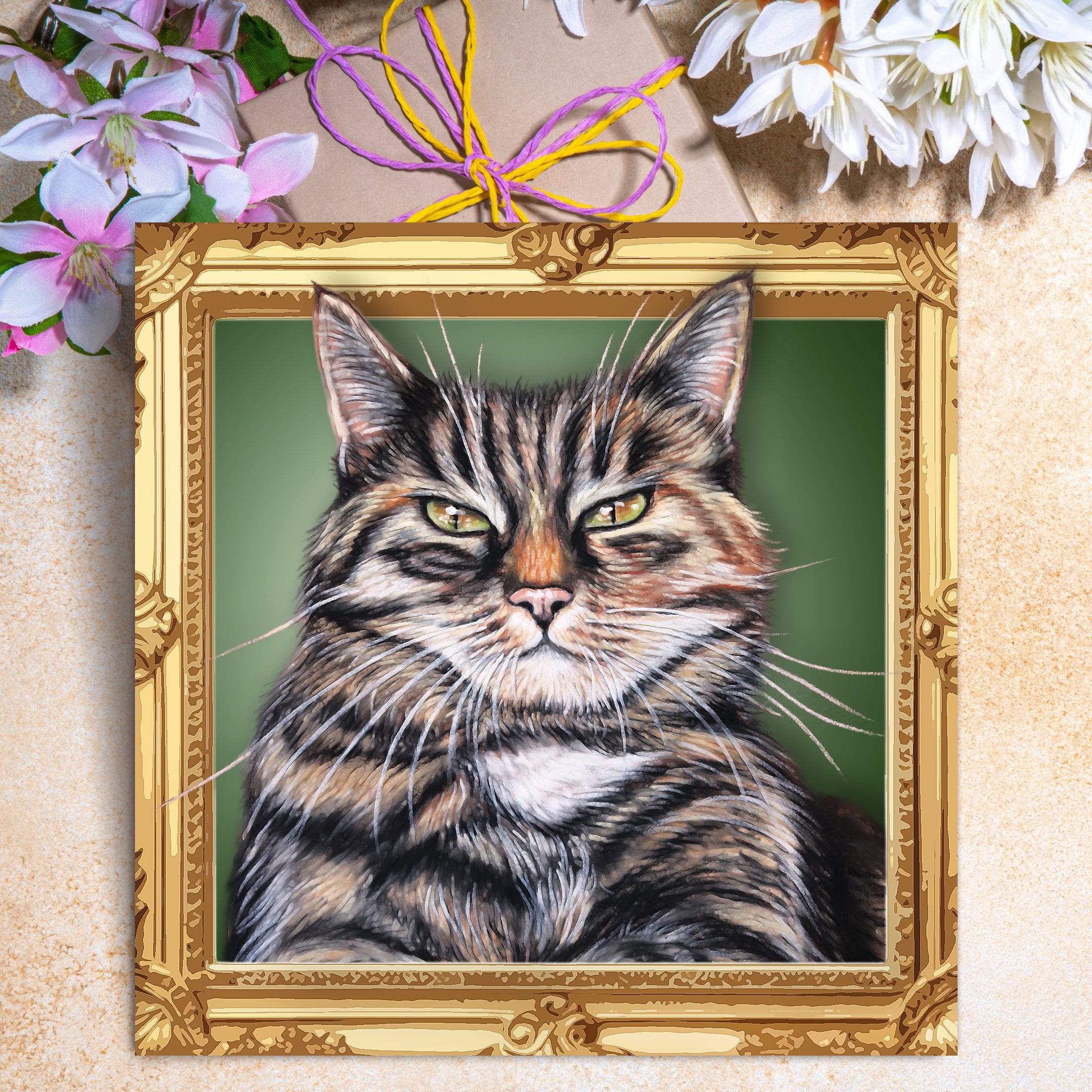 tabby cat greeting card