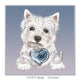 Westie holding wooden heart greeting card, I love you from a dog