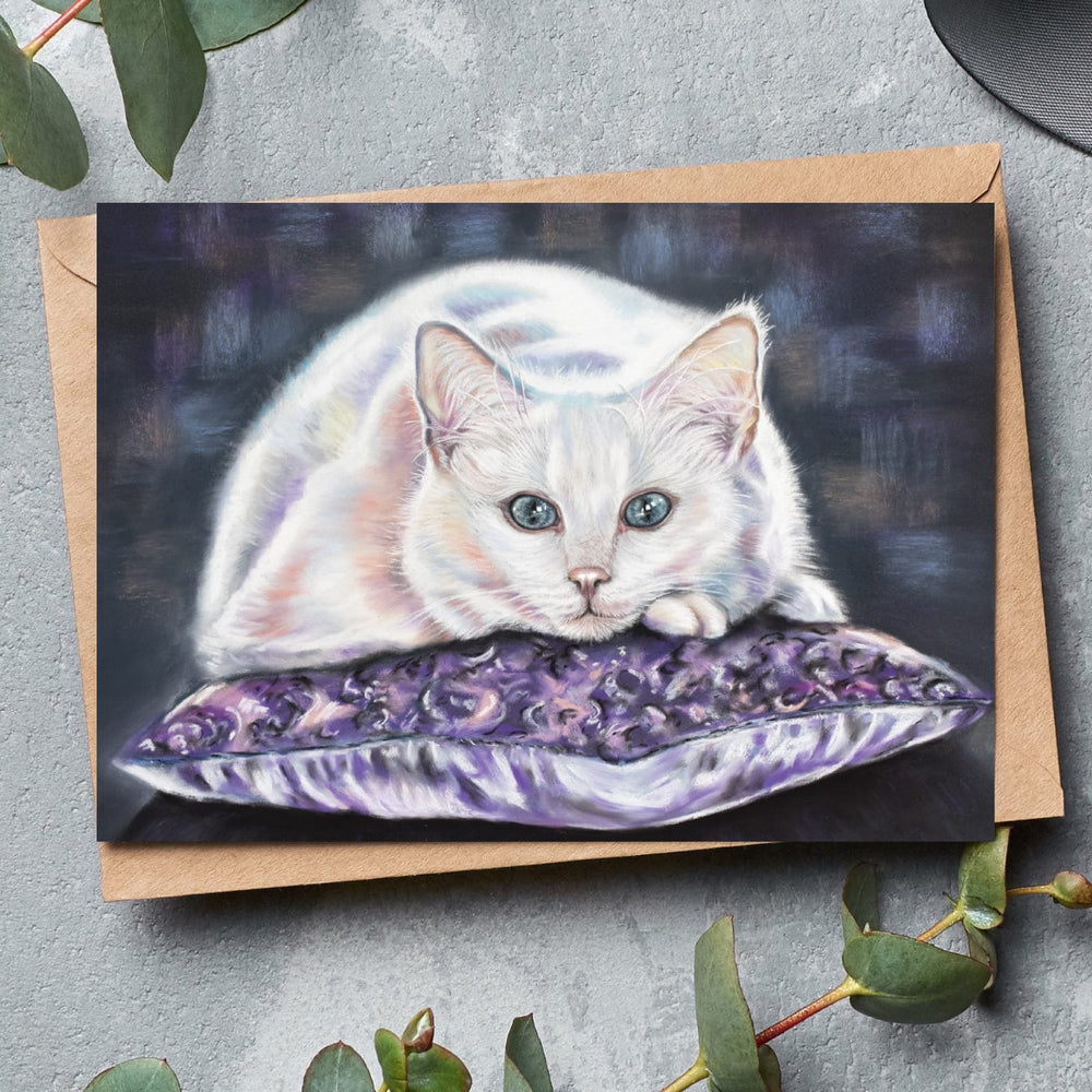 White Cat fine art Greeting Card