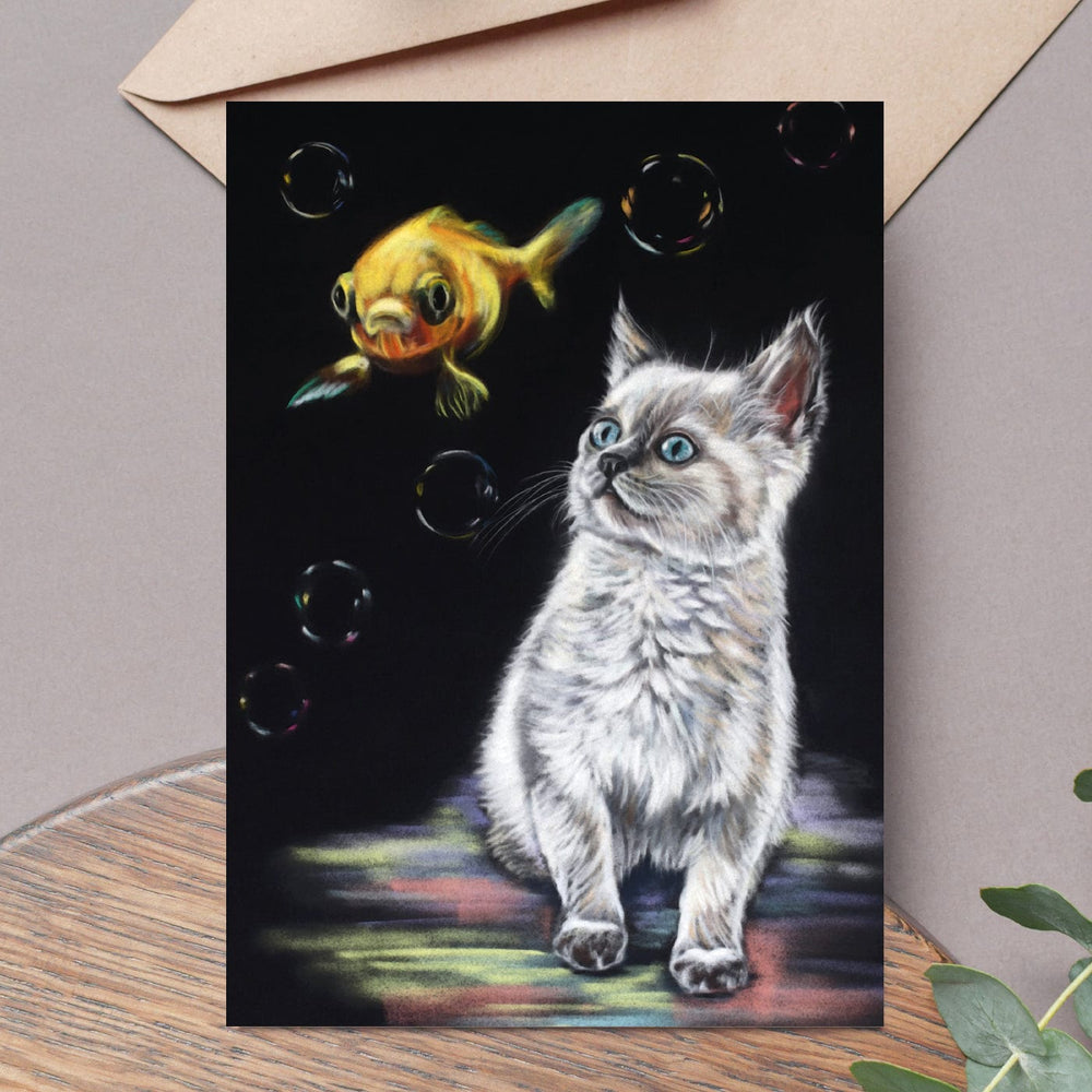 white kitten fine art greeting card