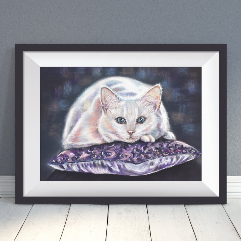 white cat wall art