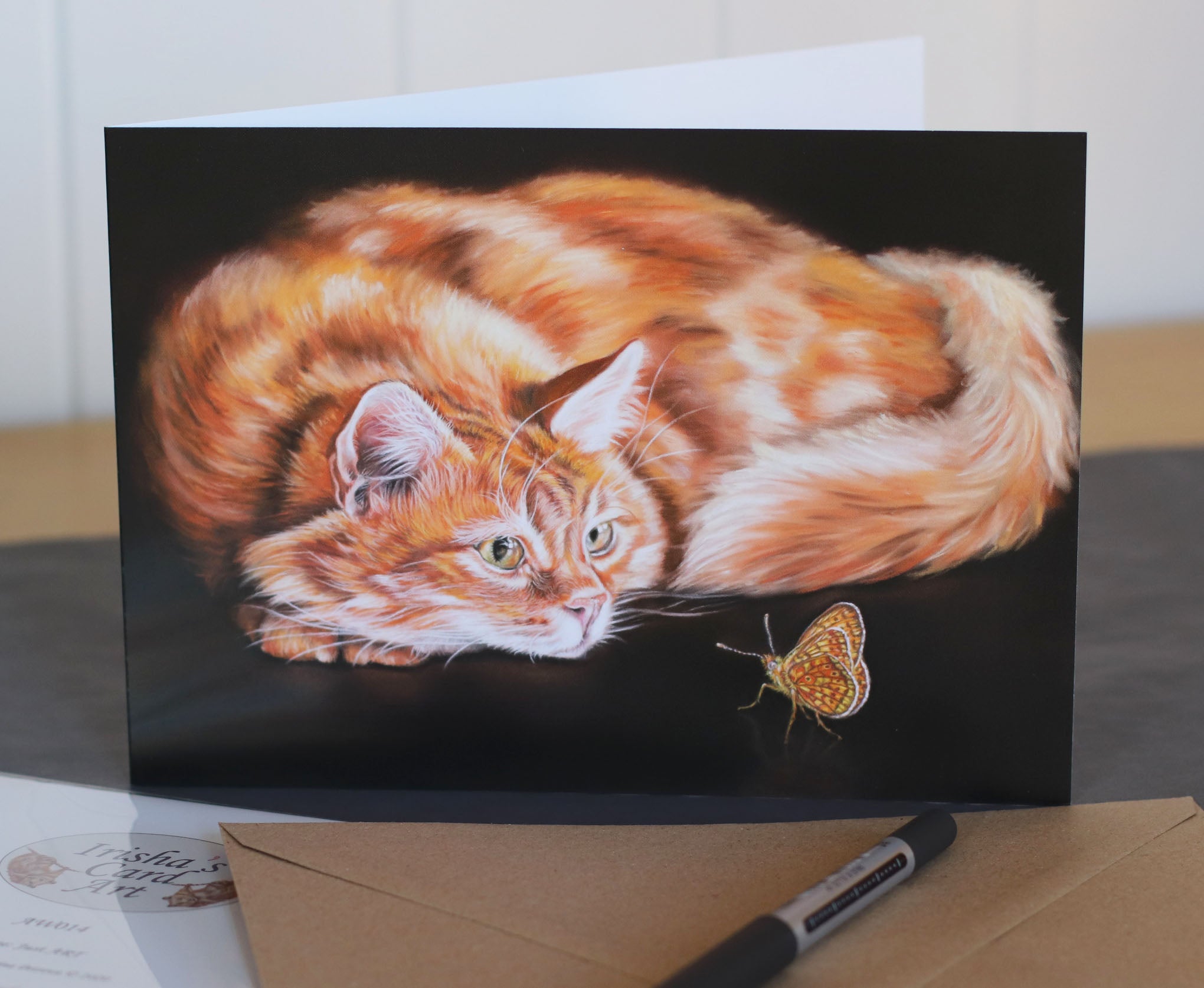 ginger cat greeting card