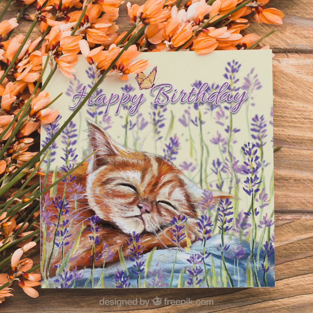 ginger cat birthday card