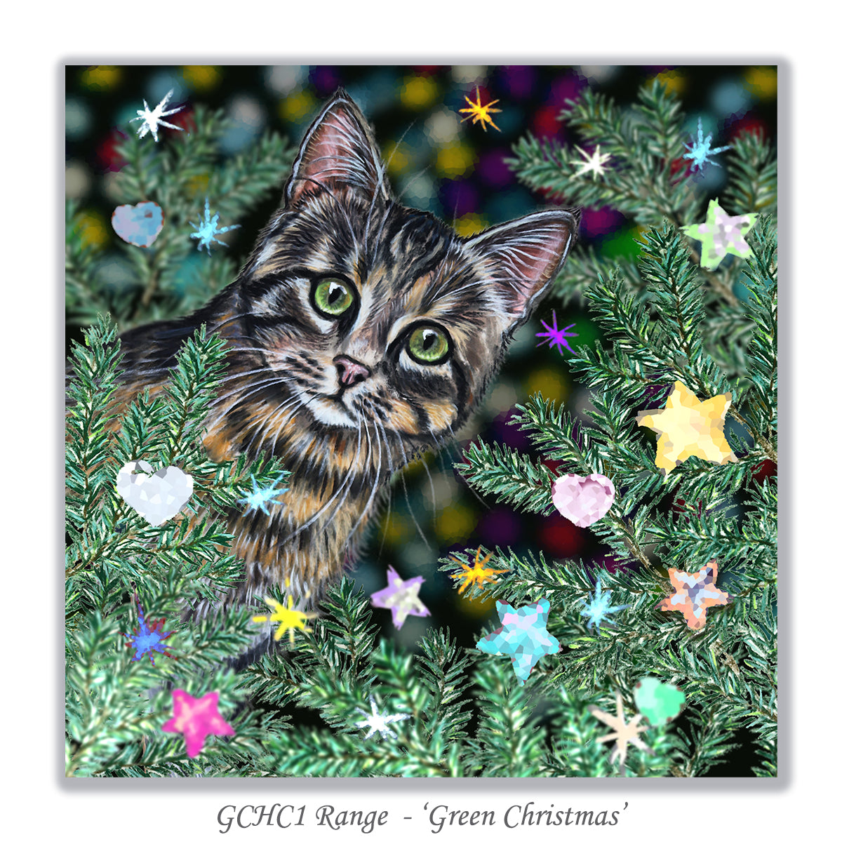 cat card christmas