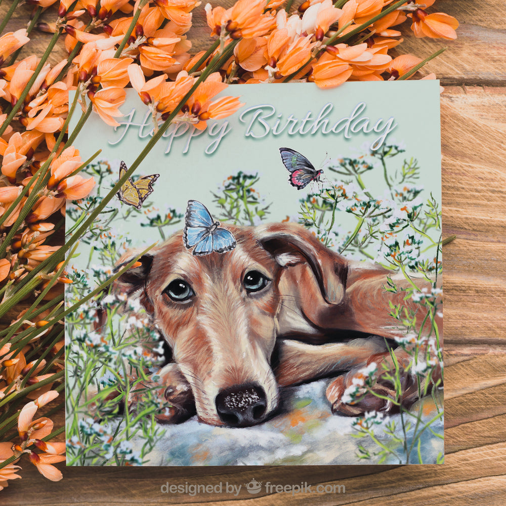 Lurcher Birthday Card