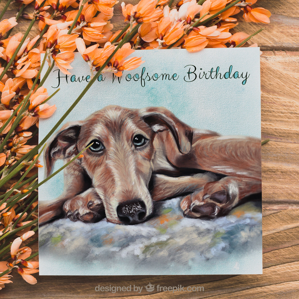 lurcher birthday card