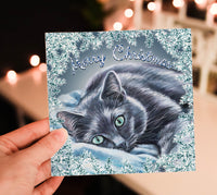 russian blue cat christmas card