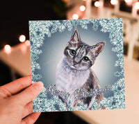 tabby cat christmas card