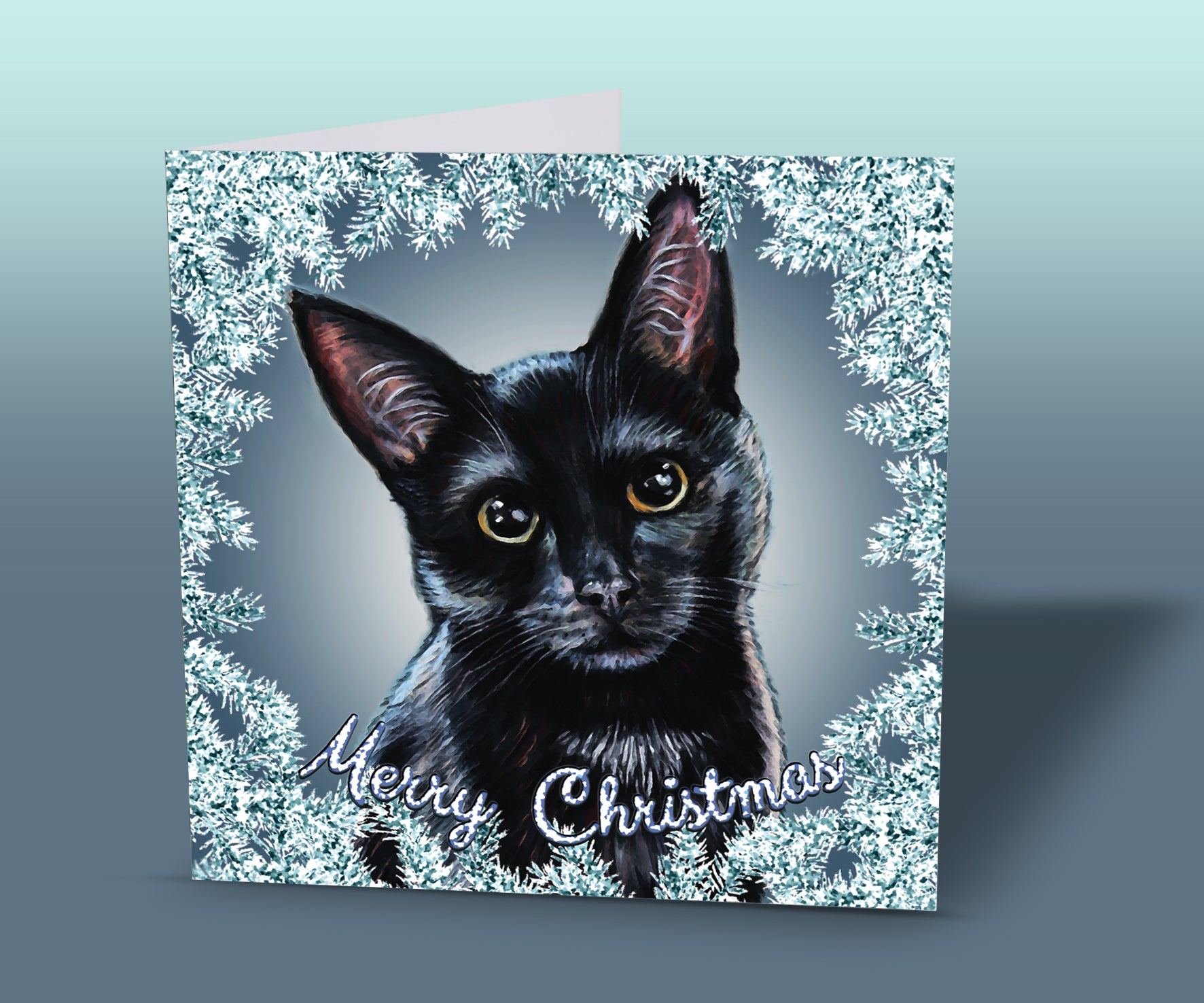 Black Cat Christmas Card