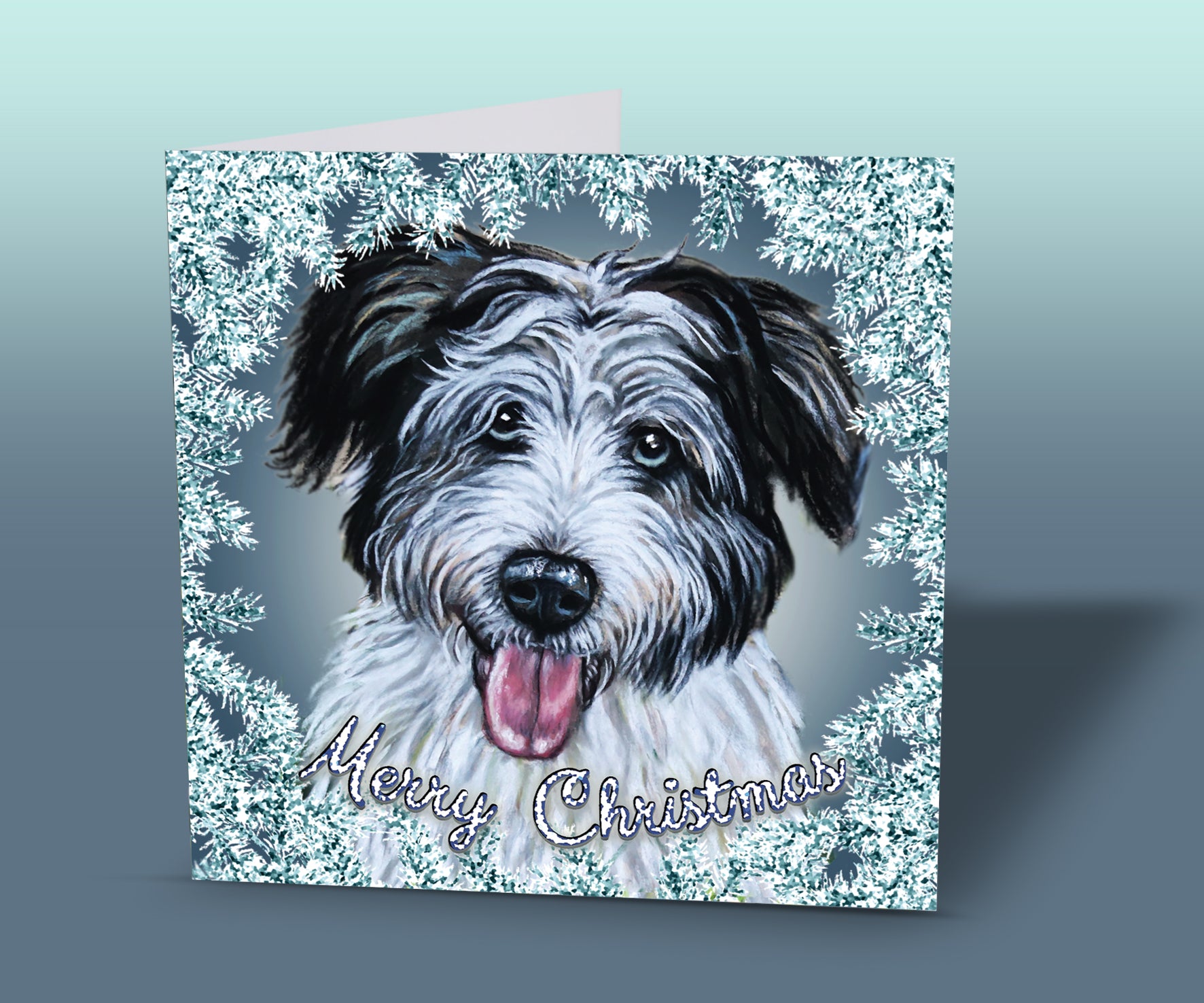 Bearded Collie Christmas Card