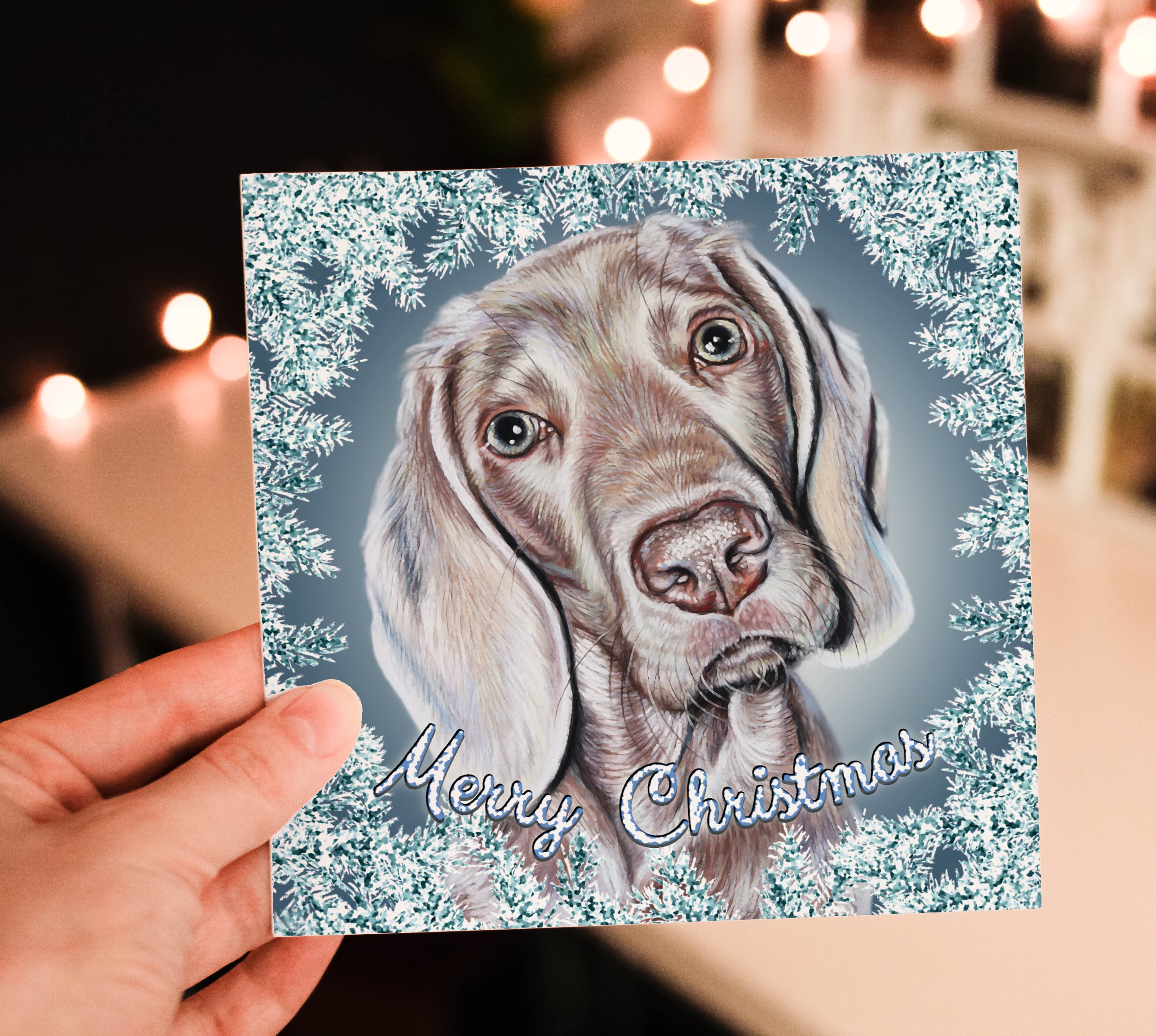 Weimaraner Dog Christmas Card