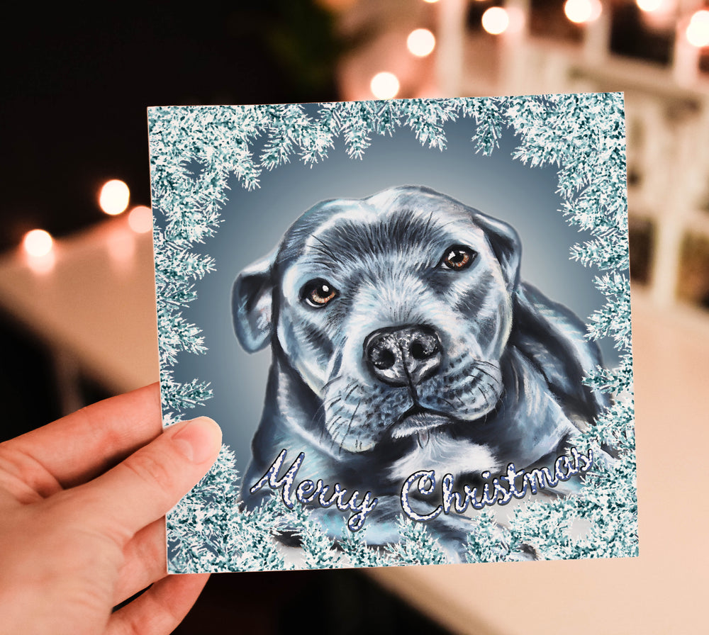 Staffordshire Bull Terrier Christmas Card