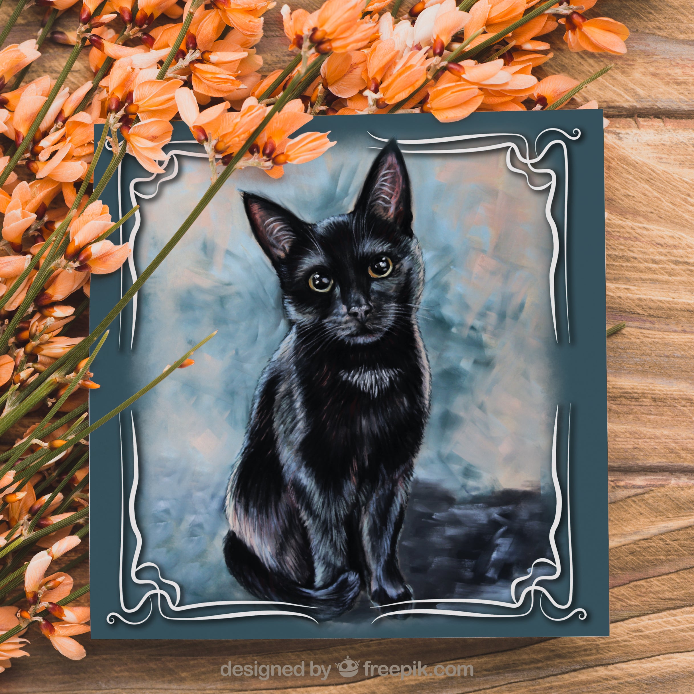 black cat greeting card