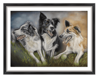 custom portrait of three border collies by Irisha
