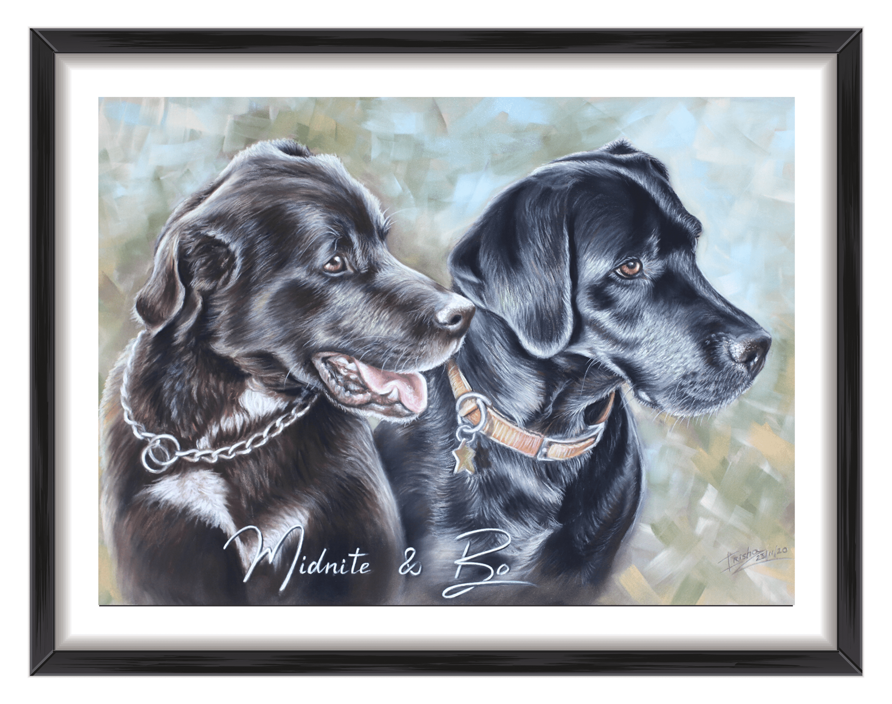 two dogs custom portrait painting