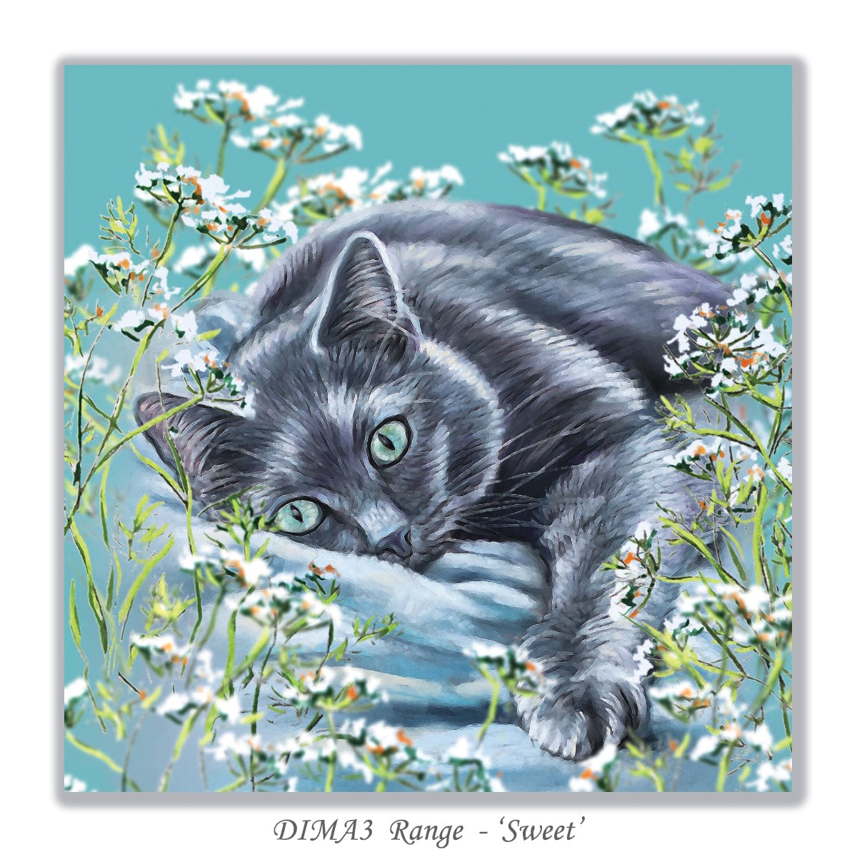 Greeting card with Russian blue cat
