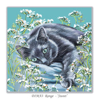 Greeting card with Russian blue cat