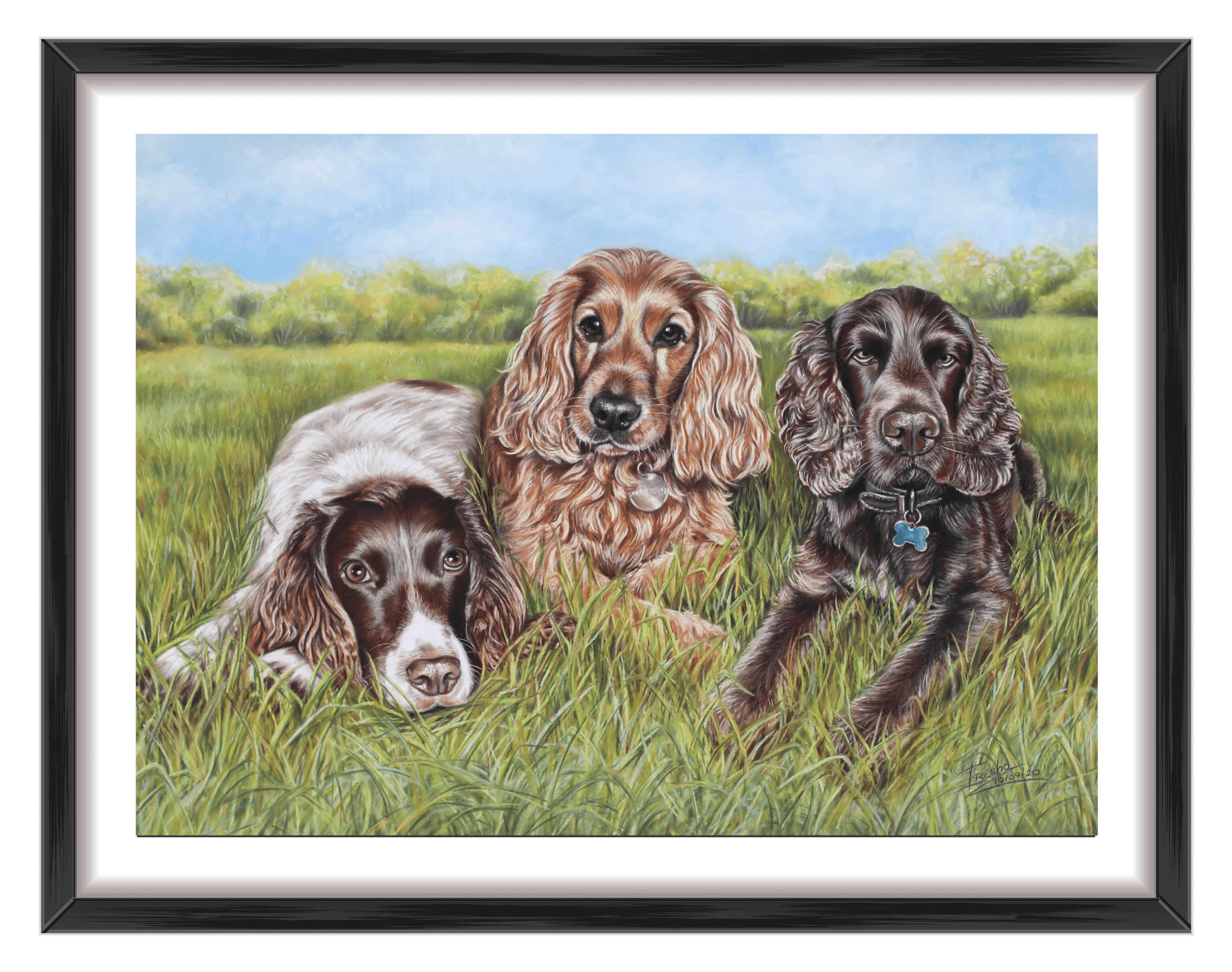 multiple dogs custom portrait