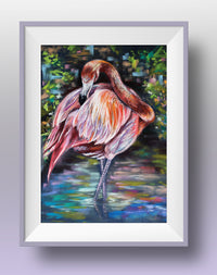 pink flamingo art