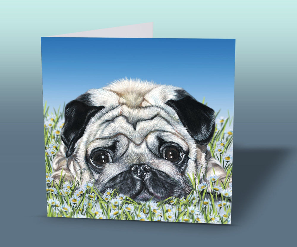 greeting card with a cute pug