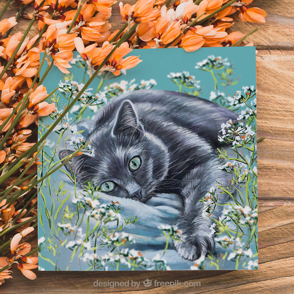 russian blue birthday card