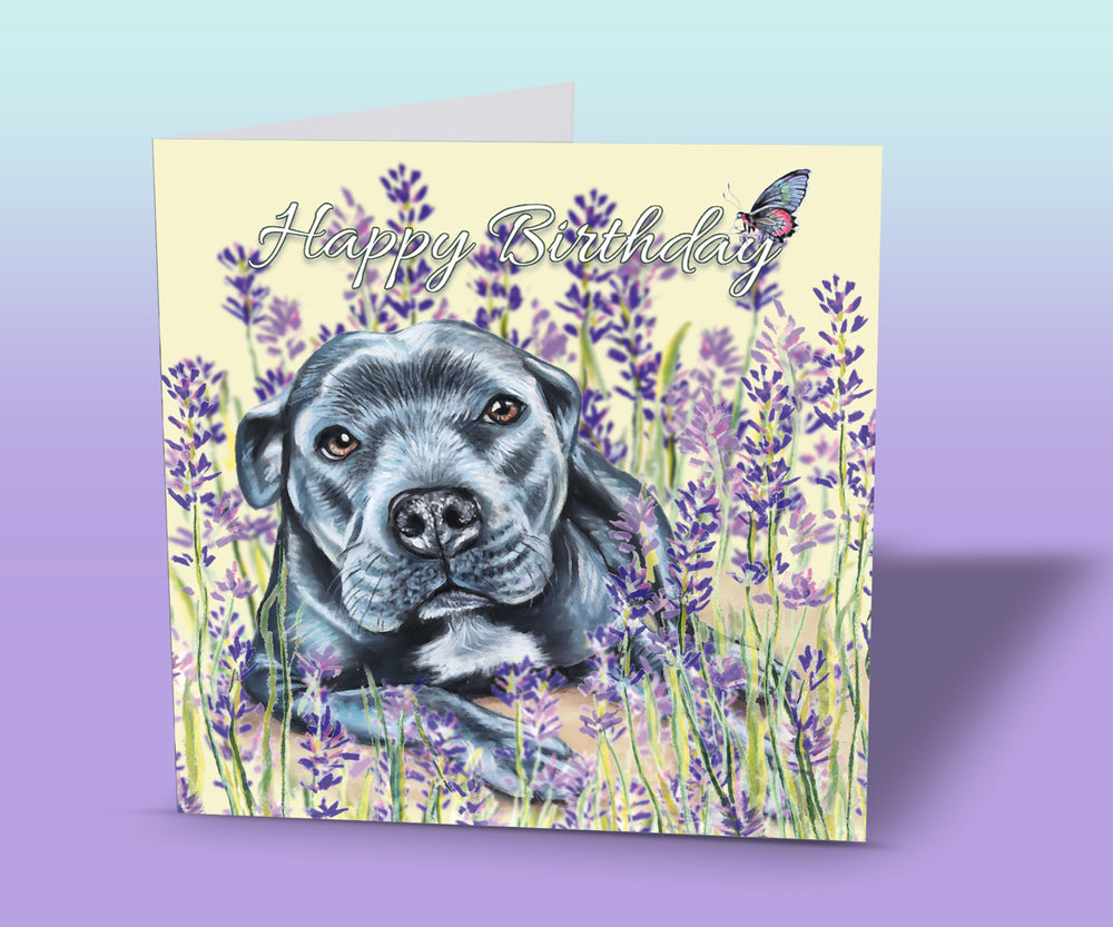 staffy birthday card