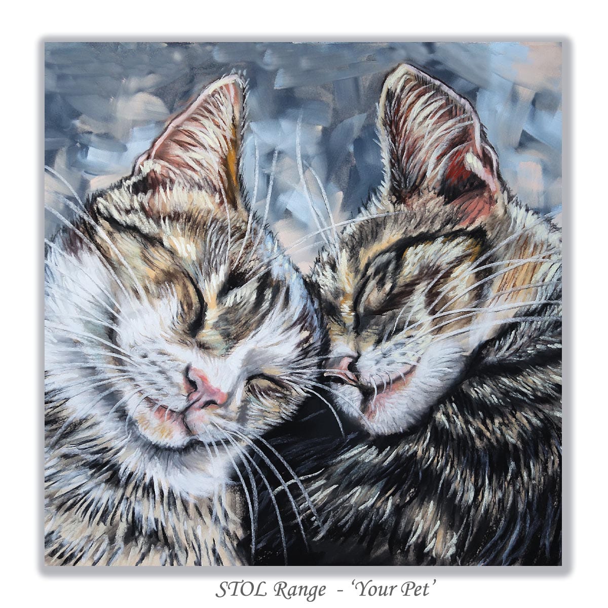 greeting card with two tabby cats cuddling by Irisha