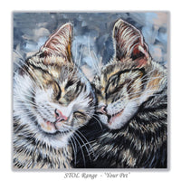 greeting card with two tabby cats cuddling by Irisha