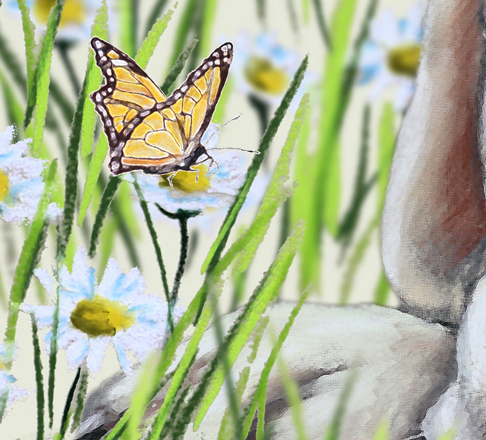 Yellow Labrador Art Print - 'Serenity in the Daisies'